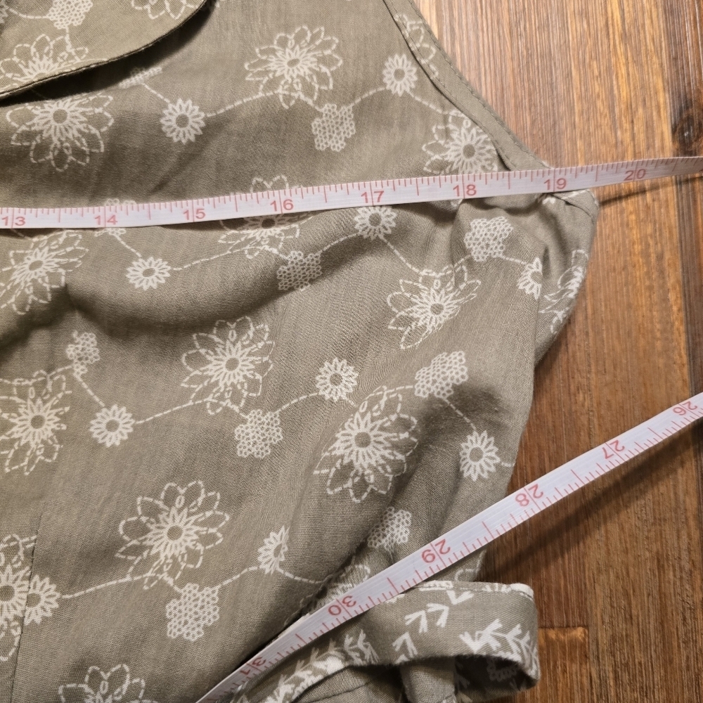 Mlle Gabrielle Floral Cotton Midi Dress Sage Green Large Cottagecore Button Up - Picture 9 of 16